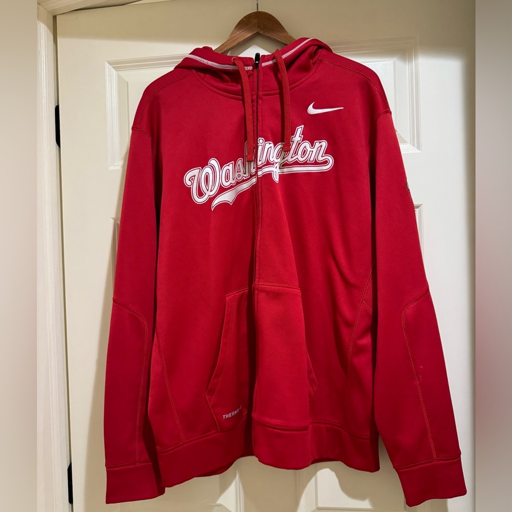 MLB Washington Nationals Nike Therma Fit Zipper Hoodie. Size L. Red.